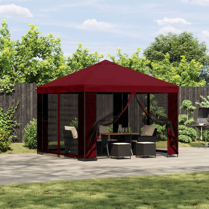 Paviljong 3 x 3 m Vinröd Polyester och Stål 190 gsm