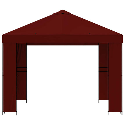 Paviljong 3 x 3 m Vinröd Polyester och Stål 190 gsm