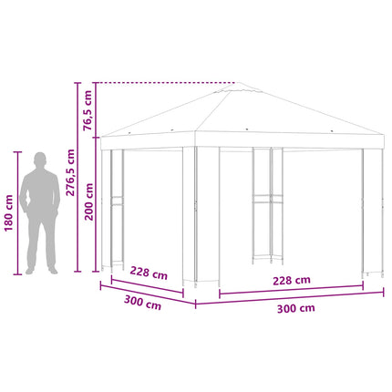 Paviljong 3 x 3 m Vinröd Polyester och Stål 190 gsm