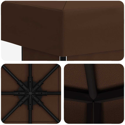 Paviljong 3 x 3 m Brun Polyester och Stål 190 gsm