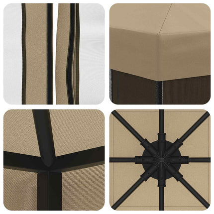 Trädgårdsgazebo med sidoväggar 3 x 3 m Beige Polyester och Stål