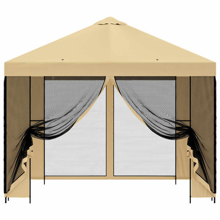 Trädgårdsgazebo med sidoväggar 3 x 3 m Gräddvit