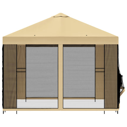 Trädgårdsgazebo med sidoväggar 3 x 3 m Gräddvit