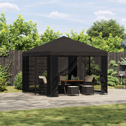 Trädgårdsgazebo med sidoväggar 3 x 3 m Antracit