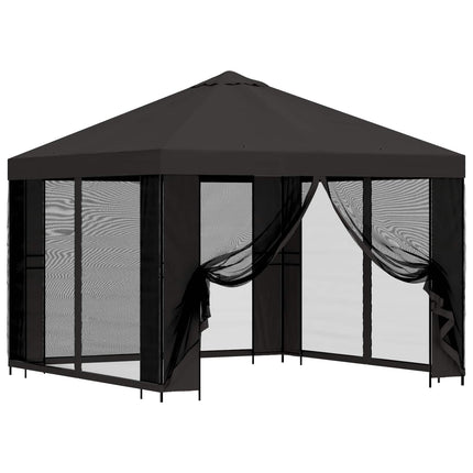 Trädgårdsgazebo med sidoväggar 3 x 3 m Antracit
