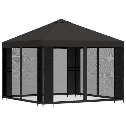 Trädgårdsgazebo med sidoväggar 3 x 3 m Antracit