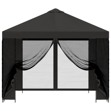 Trädgårdsgazebo med sidoväggar 3 x 3 m Antracit