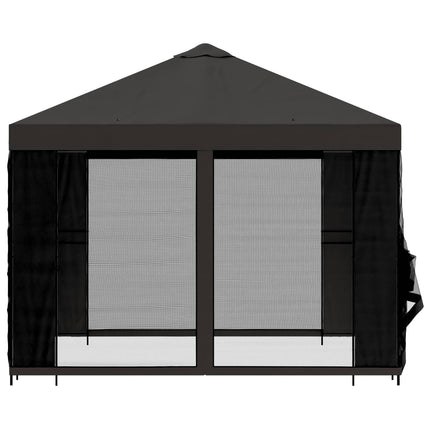 Trädgårdsgazebo med sidoväggar 3 x 3 m Antracit