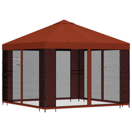Trädgårdsgazebo med sidoväggar 3 x 3 m Terracotta