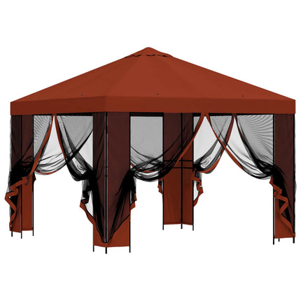 Trädgårdsgazebo med sidoväggar 3 x 3 m Terracotta