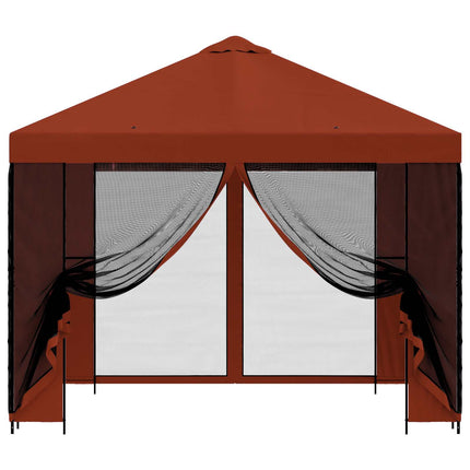 Trädgårdsgazebo med sidoväggar 3 x 3 m Terracotta