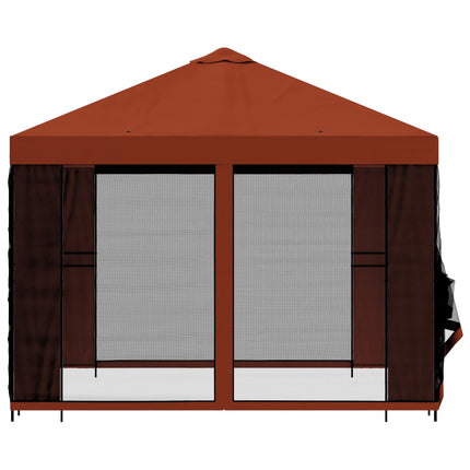 Trädgårdsgazebo med sidoväggar 3 x 3 m Terracotta