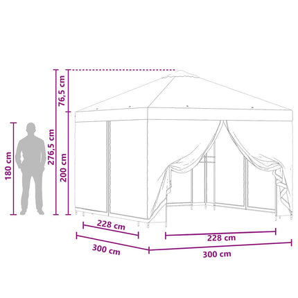 Trädgårdsgazebo med sidoväggar 3 x 3 m Terracotta