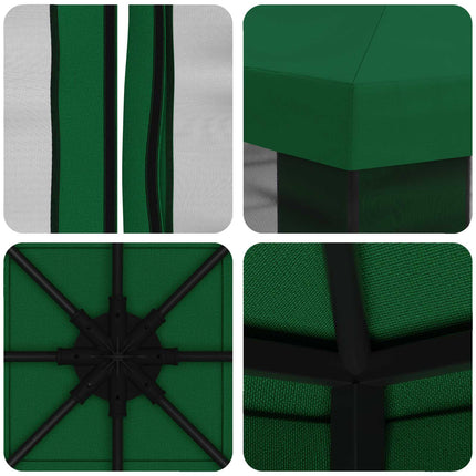 Trädgårdsgazebo med sidoväggar 3 x 3 m Grön Polyester och Stål