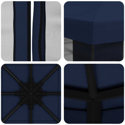 Trädgårdsgazebo med sidoväggar 3 x 3 m Blå Polyester och Stål