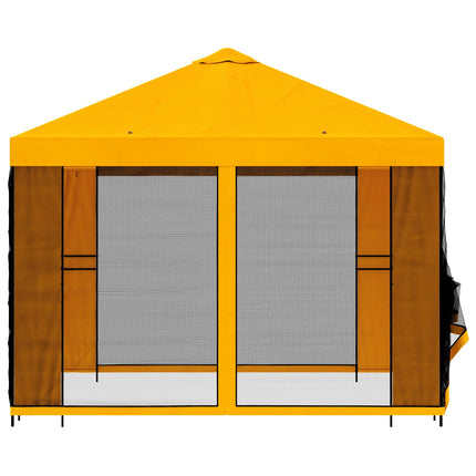 Trädgårdsgazebo med sidoväggar 3 x 3 m Gul Polyester och Stål