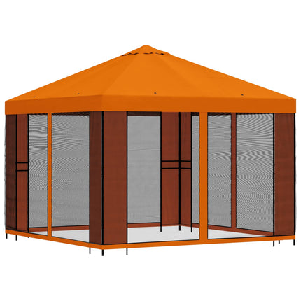 Trädgårdsgazebo med sidoväggar 3 x 3 m Orange