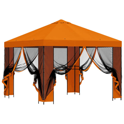 Trädgårdsgazebo med sidoväggar 3 x 3 m Orange