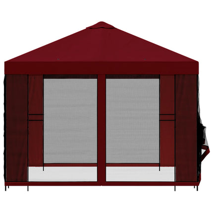 Trädgårdsgazebo med sidoväggar 3 x 3 m Vinröd