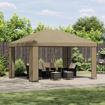 Paviljong 4 × 3 m Beige Polyester och Stål 190 gsm