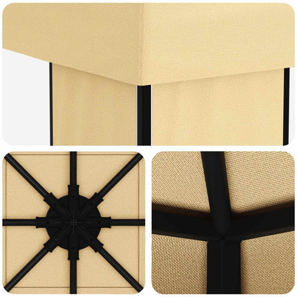 Paviljong 4 × 3 m Gräddvit Polyester och Stål 190 gsm