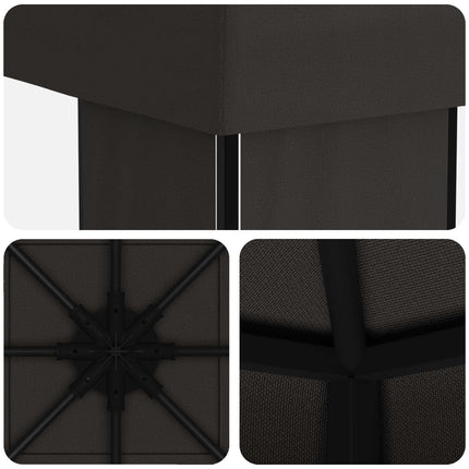 Paviljong 4 × 3 m Antracit Polyester och Stål 190 gsm