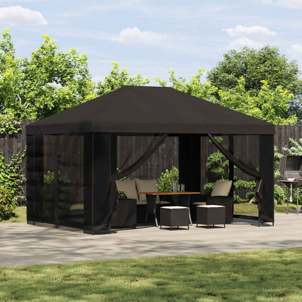 Paviljong 4 × 3 m Antracit Polyester och Stål 190 gsm