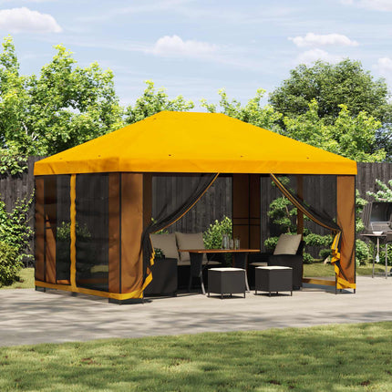 Paviljong 4 × 3 m Gul Polyester och Stål 190 gsm