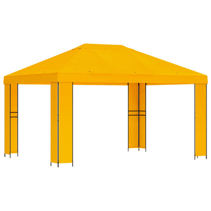Paviljong 4 × 3 m Gul Polyester och Stål 190 gsm