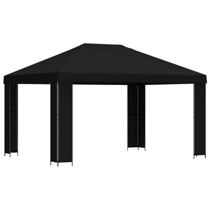 Paviljong 4 × 3 m Svart Polyester och Stål 190 gsm