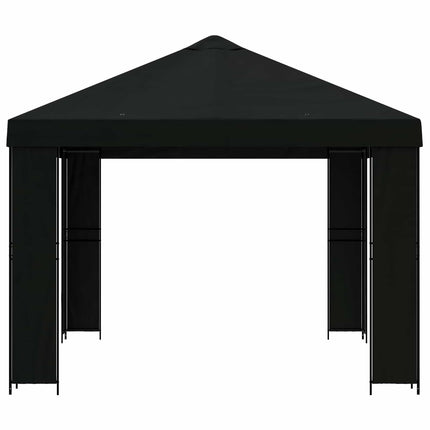 Paviljong 4 × 3 m Svart Polyester och Stål 190 gsm