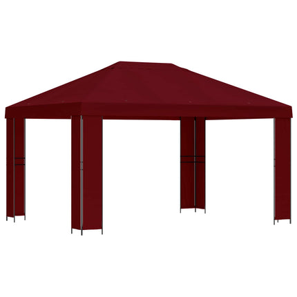 Paviljong 4 × 3 m Vinröd Polyester och Stål 190 gsm