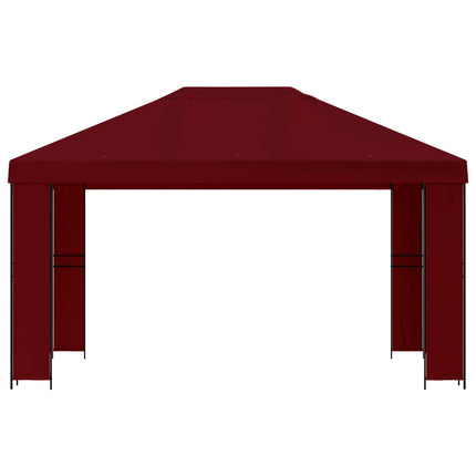 Paviljong 4 × 3 m Vinröd Polyester och Stål 190 gsm