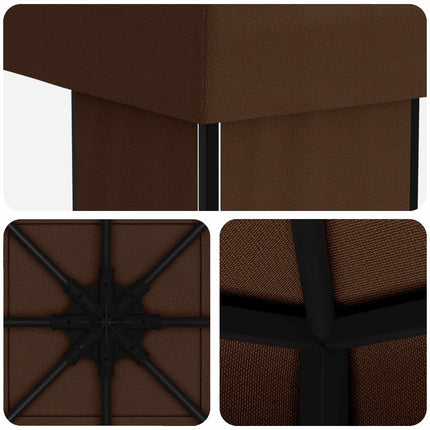 Paviljong 4 × 3 m Brun Polyester och Stål 190 gsm