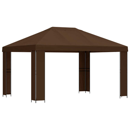 Paviljong 4 × 3 m Brun Polyester och Stål 190 gsm