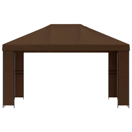 Paviljong 4 × 3 m Brun Polyester och Stål 190 gsm