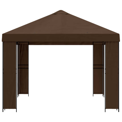 Paviljong 4 × 3 m Brun Polyester och Stål 190 gsm