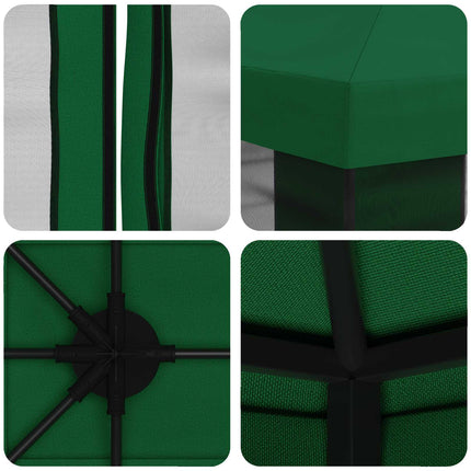 Trädgårdsgazebo med sidoväggar 4 × 3 m Grön Polyester och Stål