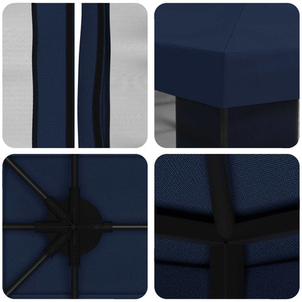 Trädgårdsgazebo med sidoväggar 4 × 3 m Blå Polyester och Stål