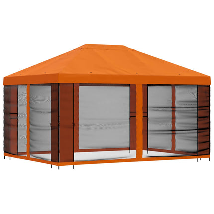 Trädgårdsgazebo med sidoväggar 4 × 3 m Orange