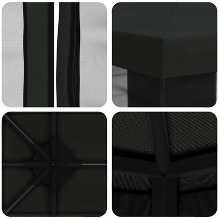 Paviljong med väggar 4 × 3 m Svart Polyester och Stål 190 gsm