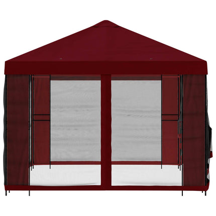 Trädgårdsgazebo med sidoväggar 4 × 3 m Vinröd
