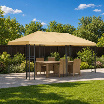 Gazebo taköverdrag 6 x 3 m Gräddvit Polyester 190