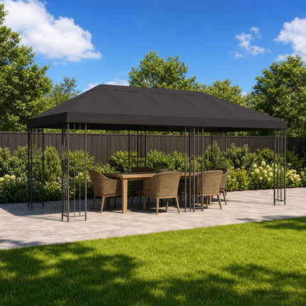 Gazebo taköverdrag 6 x 3 m Antracit Polyester 190