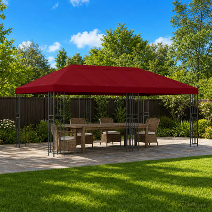 Gazebo taköverdrag 6 x 3 m Vinröd Polyester 190