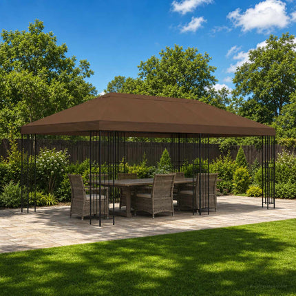 Gazebo taköverdrag 6 x 3 m Brun Polyester 190