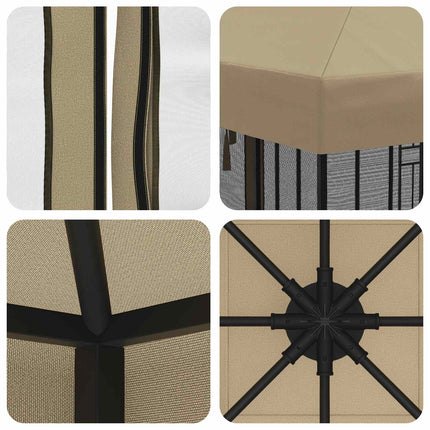 Gazebo-tak med sidoväggar 6 x 3 m Beige Polyester 190
