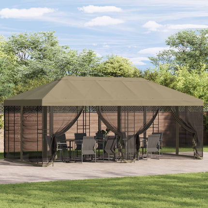 Gazebo-tak med sidoväggar 6 x 3 m Beige Polyester 190