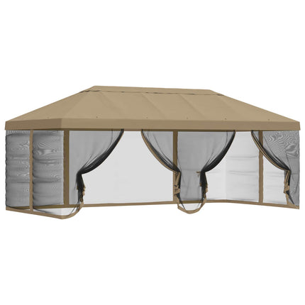 Gazebo-tak med sidoväggar 6 x 3 m Beige Polyester 190