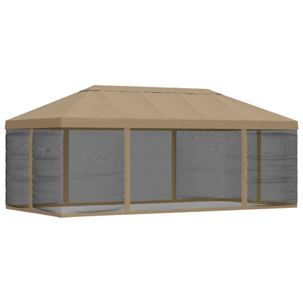 Gazebo-tak med sidoväggar 6 x 3 m Beige Polyester 190